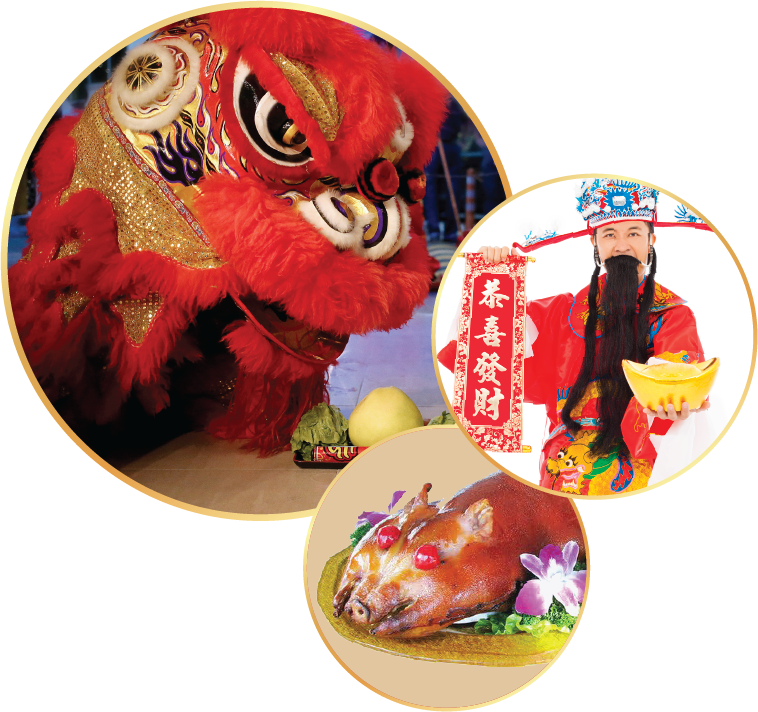 Chinese New Year Prosperity Package with Lion Dance Performance, Roasted Pig Cutting Ceremony & God of Wealth Blessing